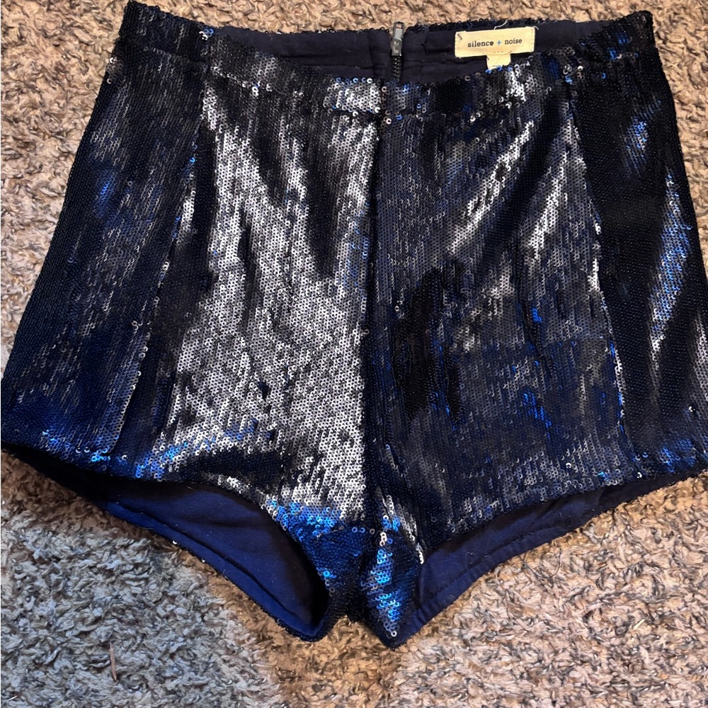 Silence + Noise High Waist Shimmering Blue Shorts